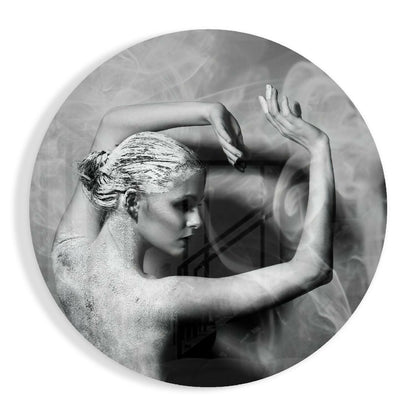 Dance silhouette glass wall art with polished finish