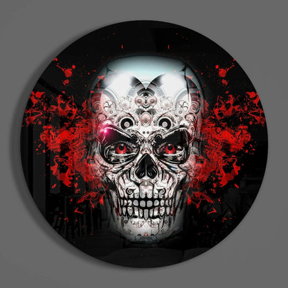Crimson Sugar Skull Glass Wall Art