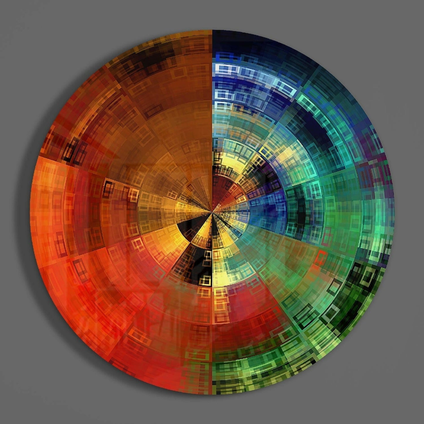 Spectrum Fan Pixel Wheel Glass Wall Art