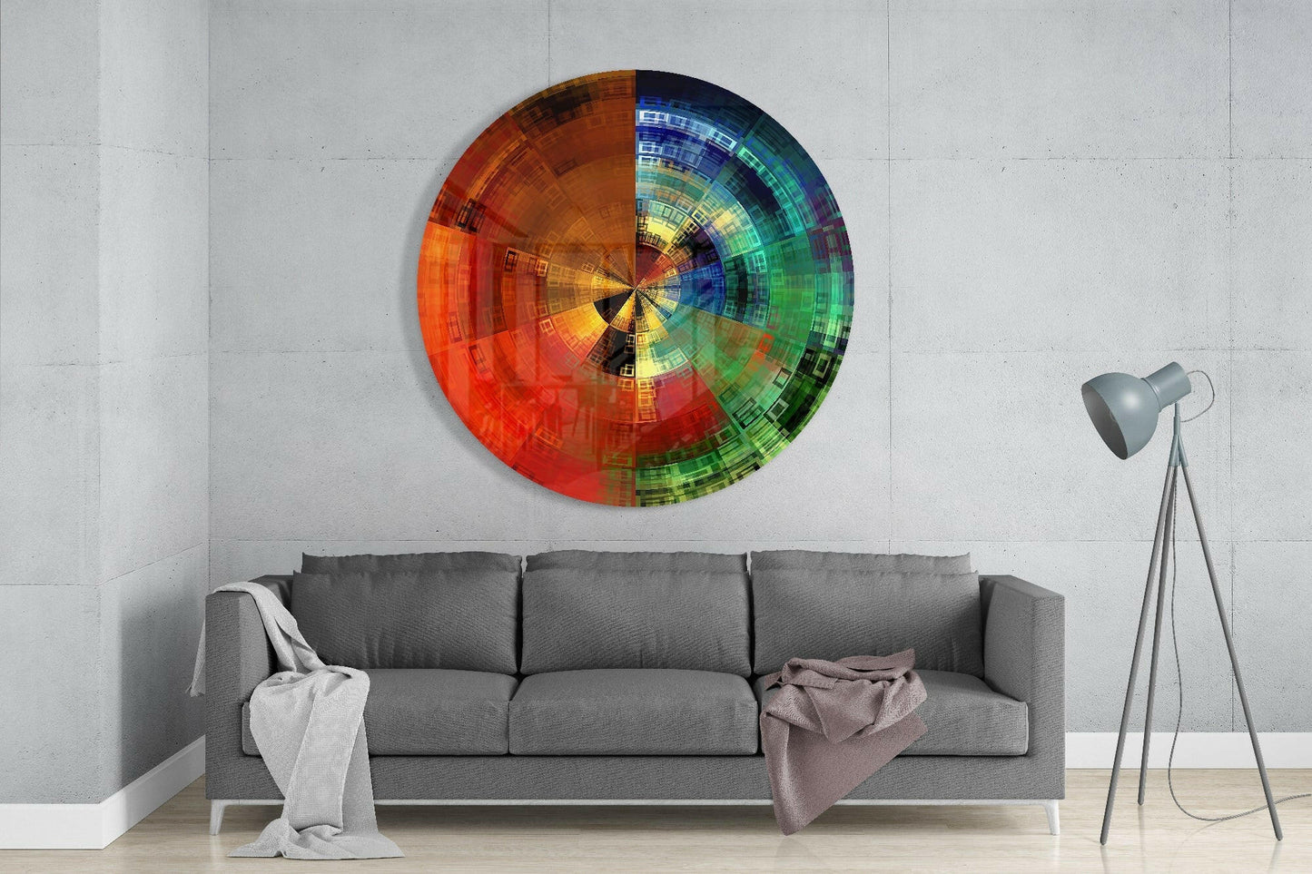 Spectrum Fan Pixel Wheel Glass Wall Art