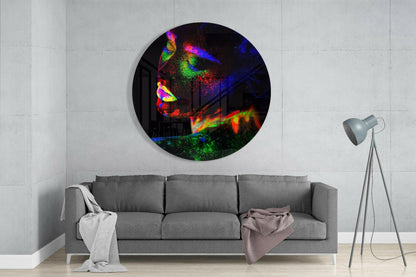 Neon Powder Burst Profile Glass Wall Art