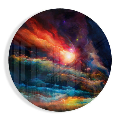 Colors in space cosmic abstract glass wall art