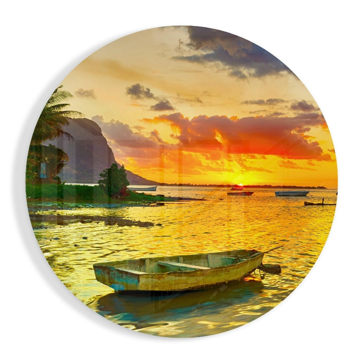 Lonely kayak glass wall art