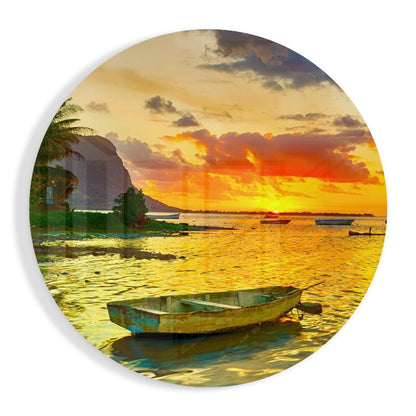 Lonely kayak glass wall art
