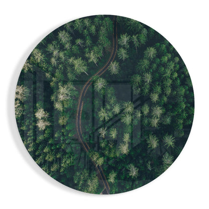 Green forest glass wall art woodland scene