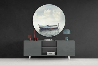 Dreamy Sea Boat Scene Glass Wall Art