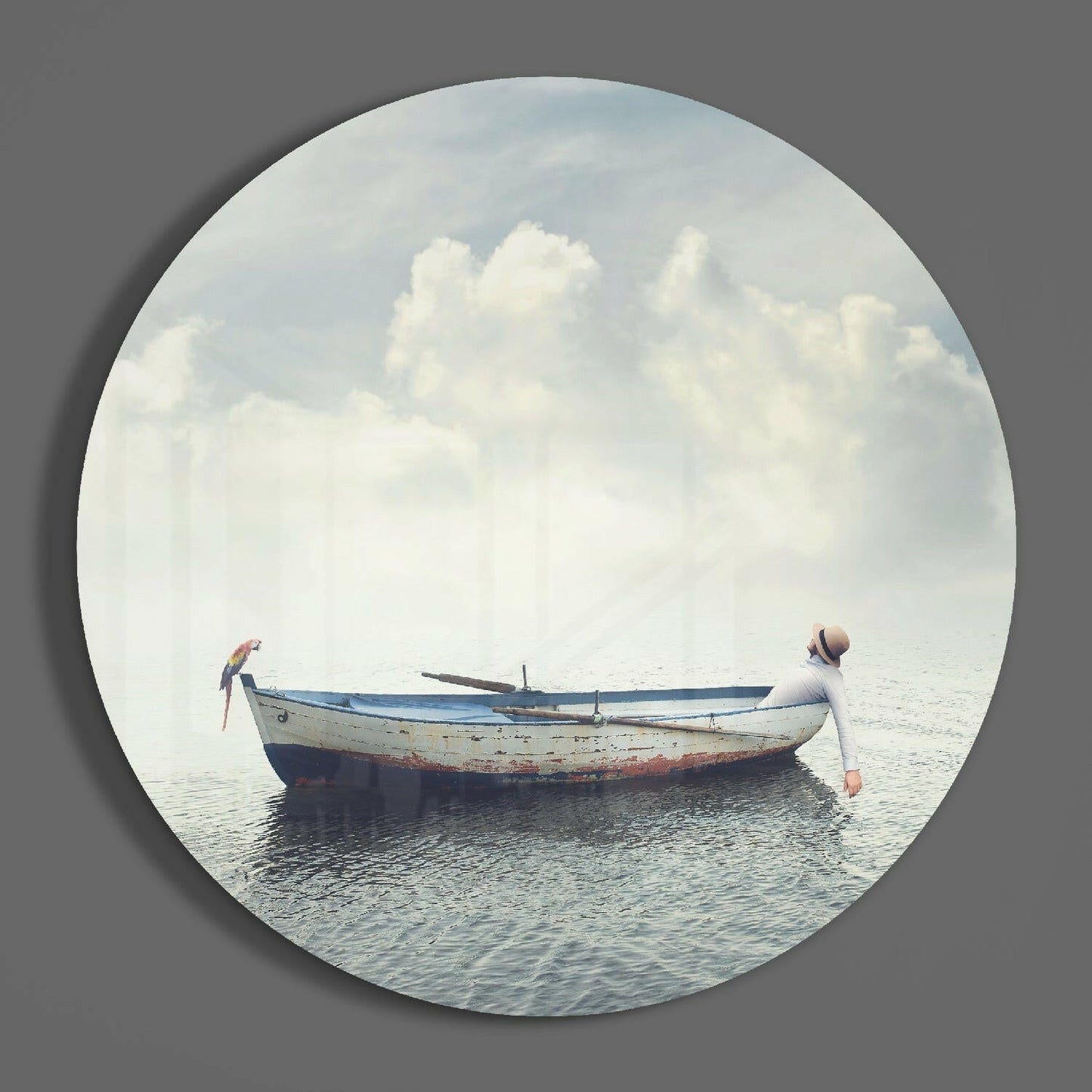 Dreamy Sea Boat Scene Glass Wall Art