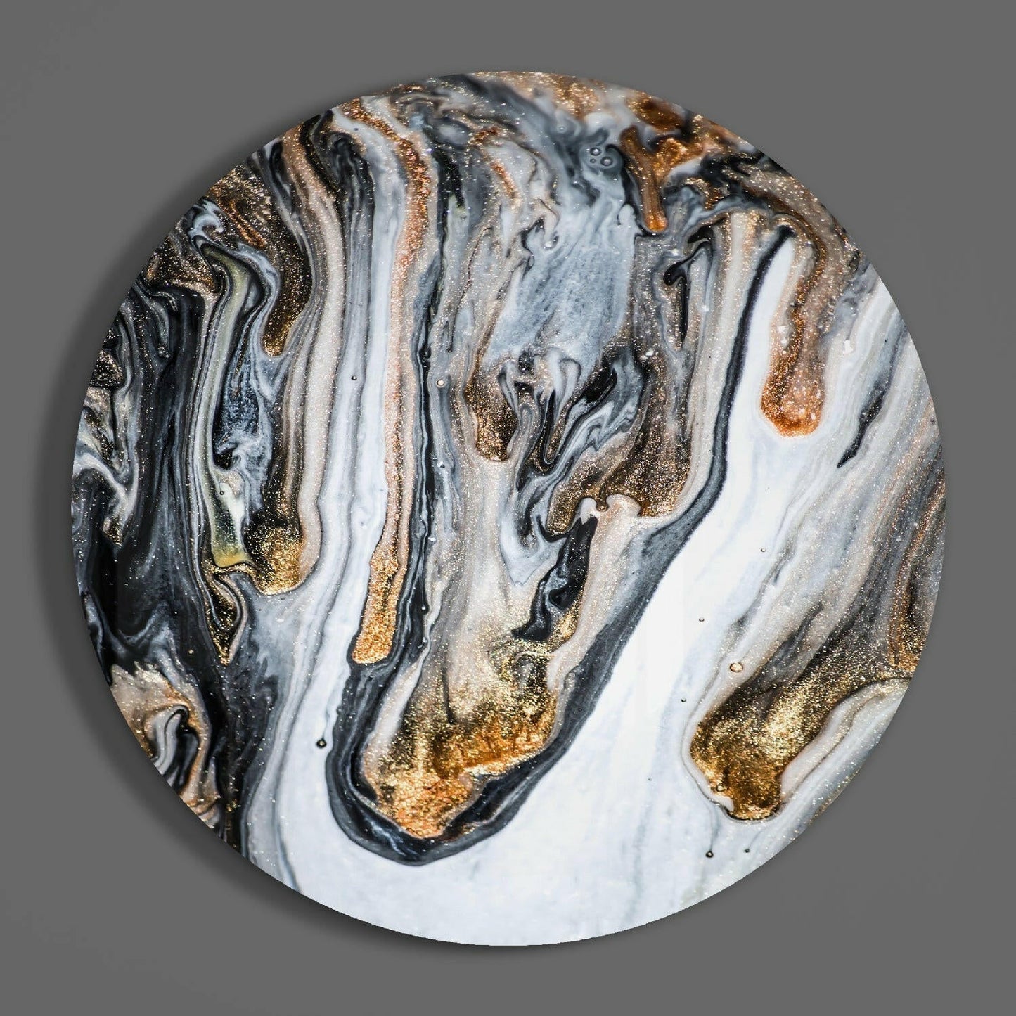 Gold Drip Black Marble Glass Wall Art