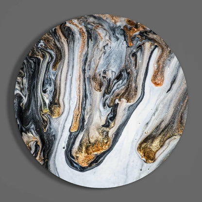 Gold Drip Black Marble Glass Wall Art