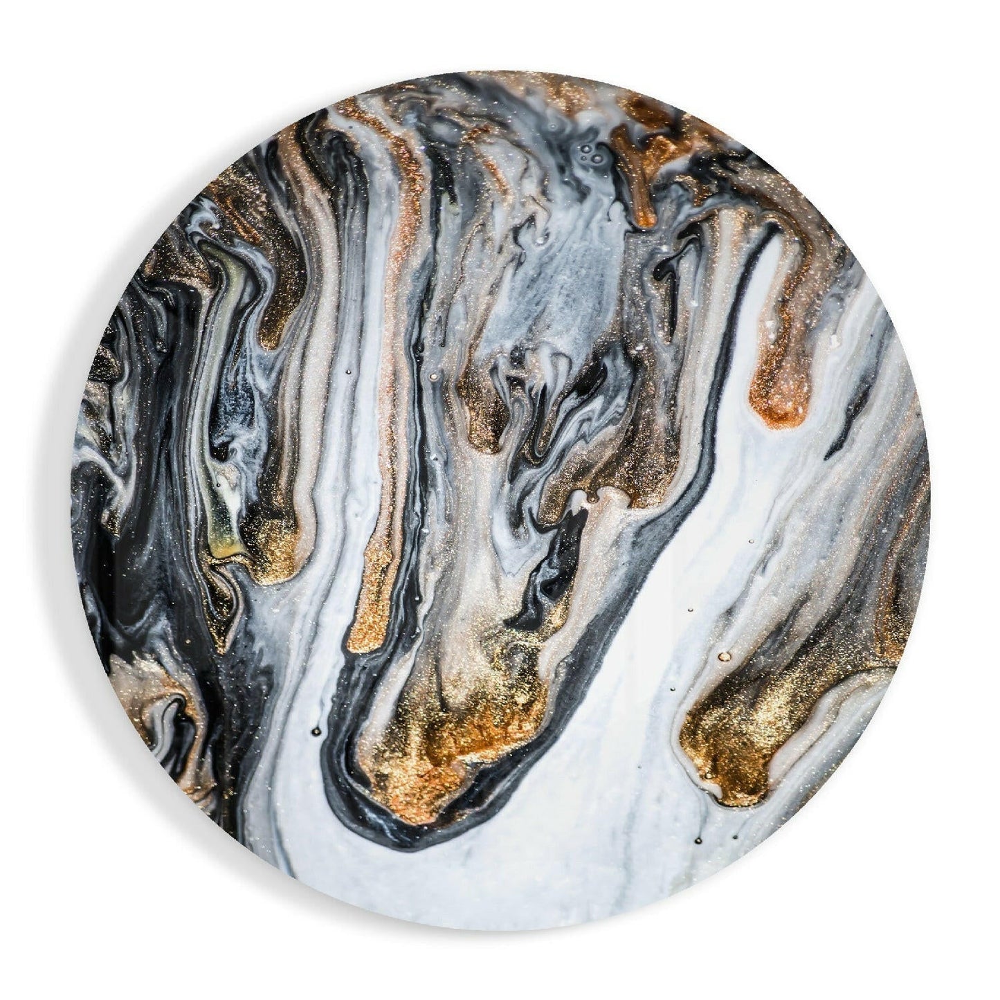 Gold Drip Black Marble glass wall art print in high-gloss tempered glass