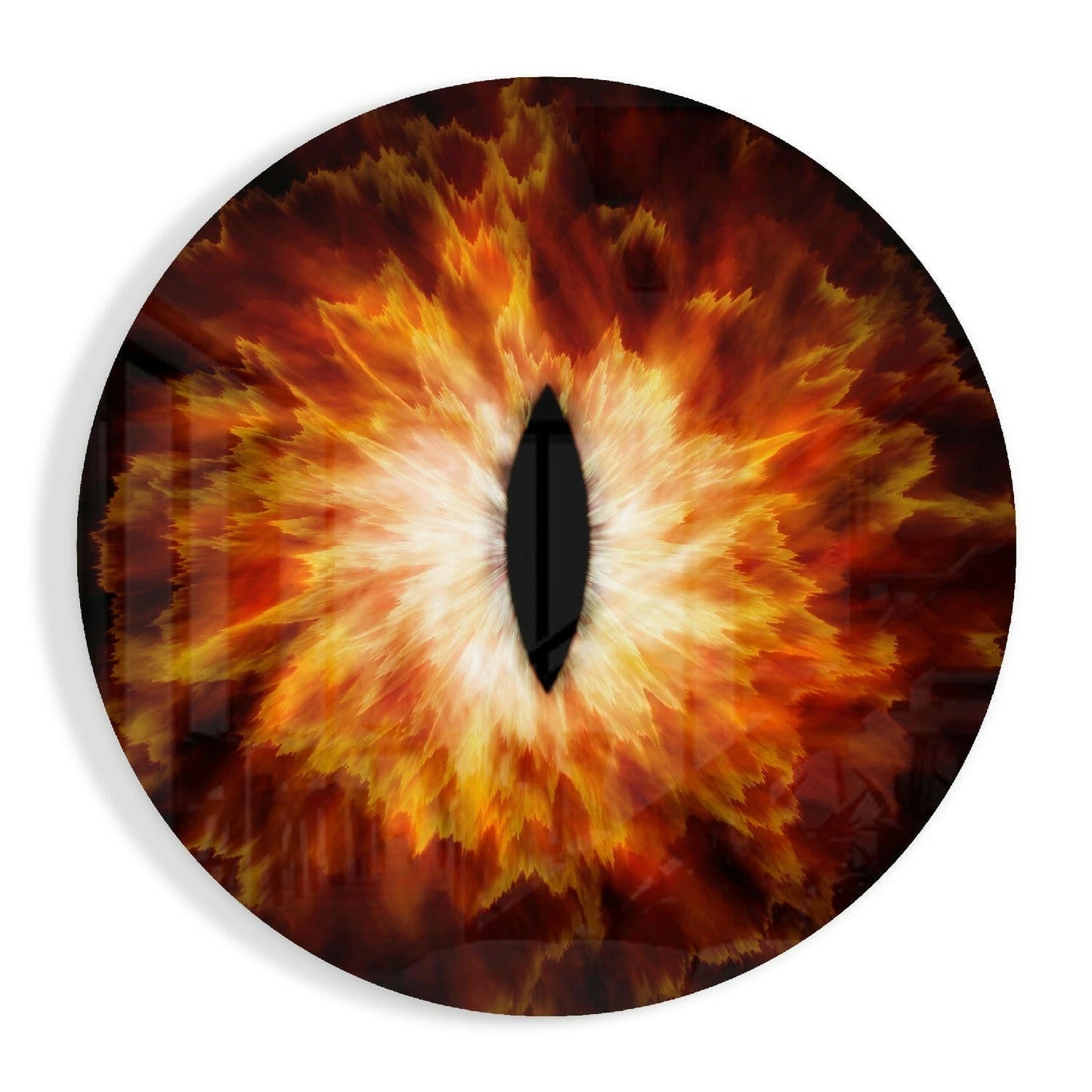Amber eye explosion glass wall art