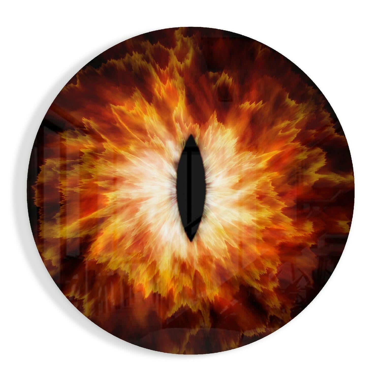Amber eye explosion glass wall art