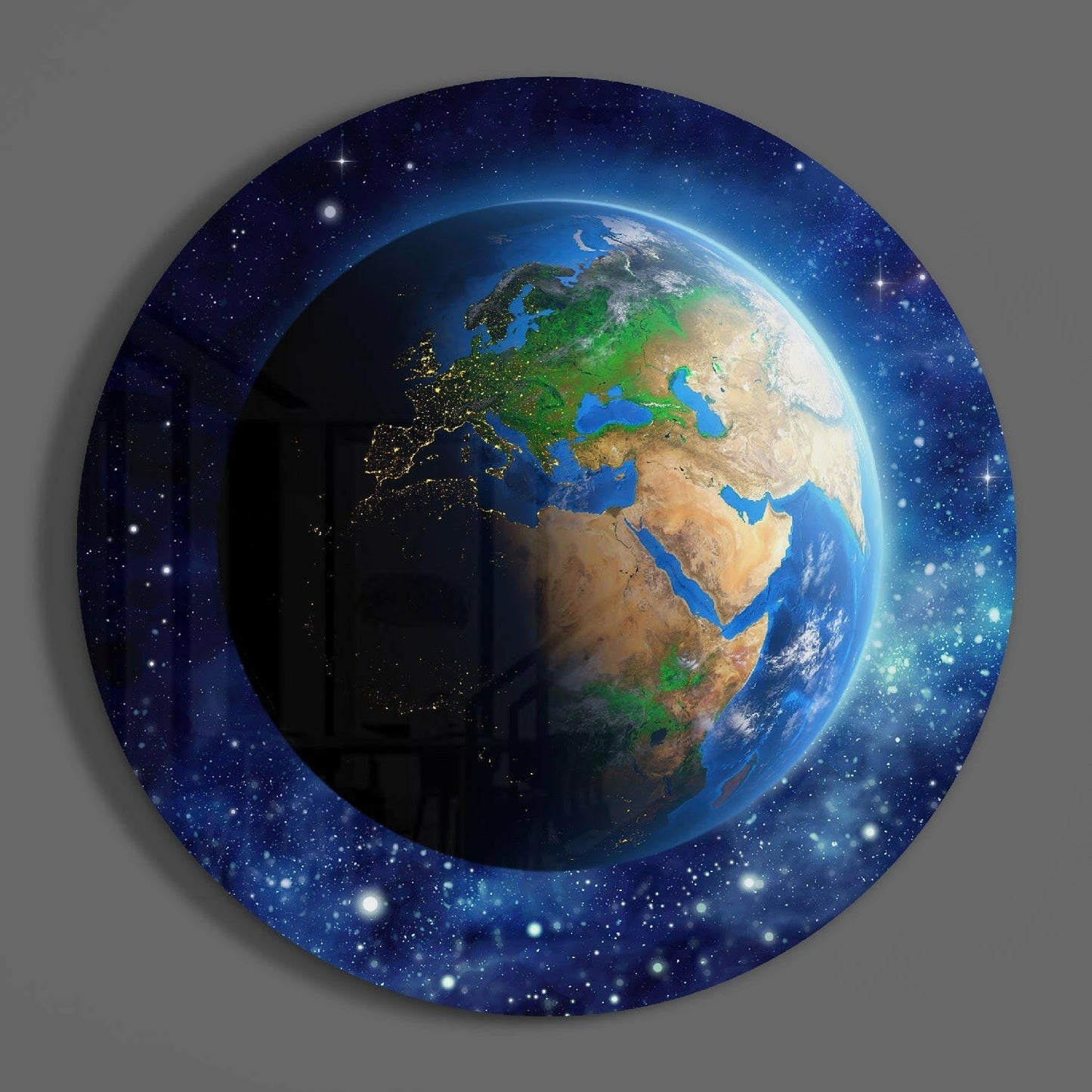 Round World Map Glass Wall Art