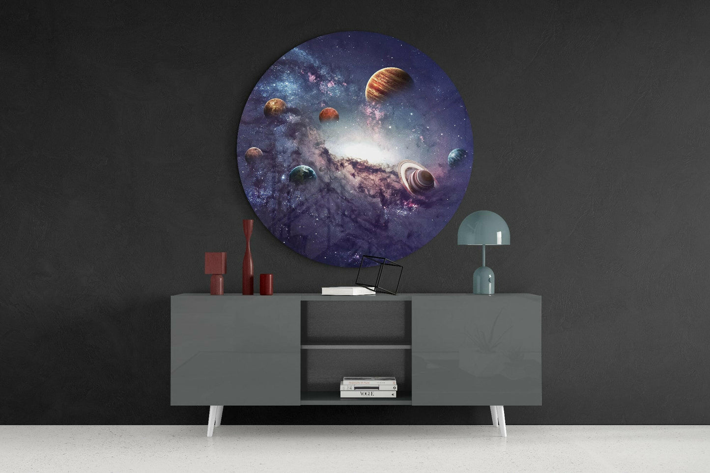 Solar System Planets Nebula Glass Wall Art
