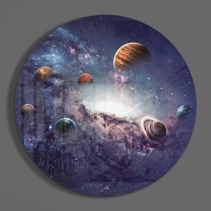 Solar System Planets Nebula Glass Wall Art