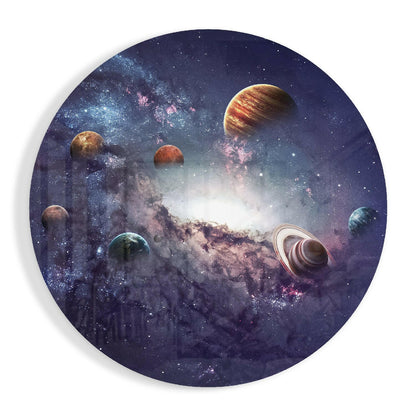 Solar System Planets Nebula glass wall art print in high-gloss tempered glass