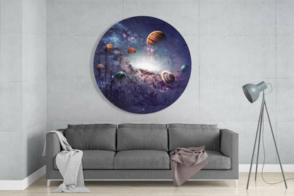 Solar System Planets Nebula Glass Wall Art