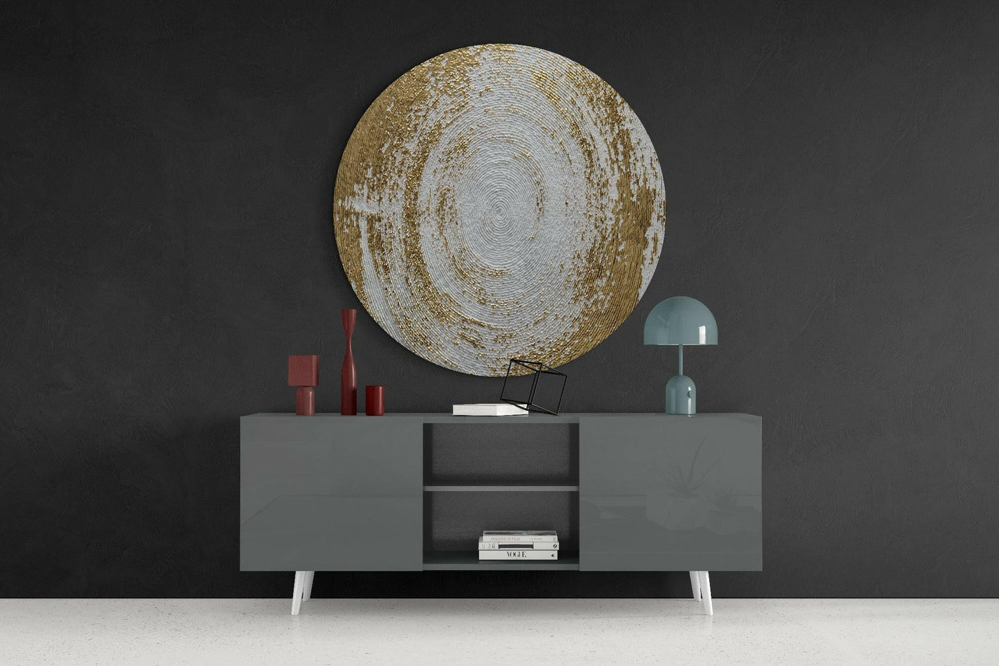 Golden Loop Abstract Glass Wall Art