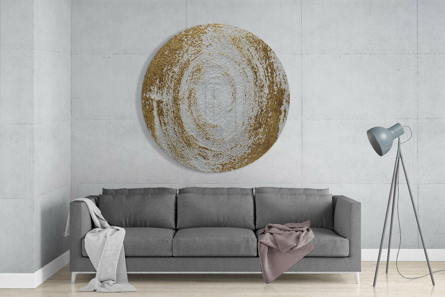 Golden Loop Abstract Glass Wall Art