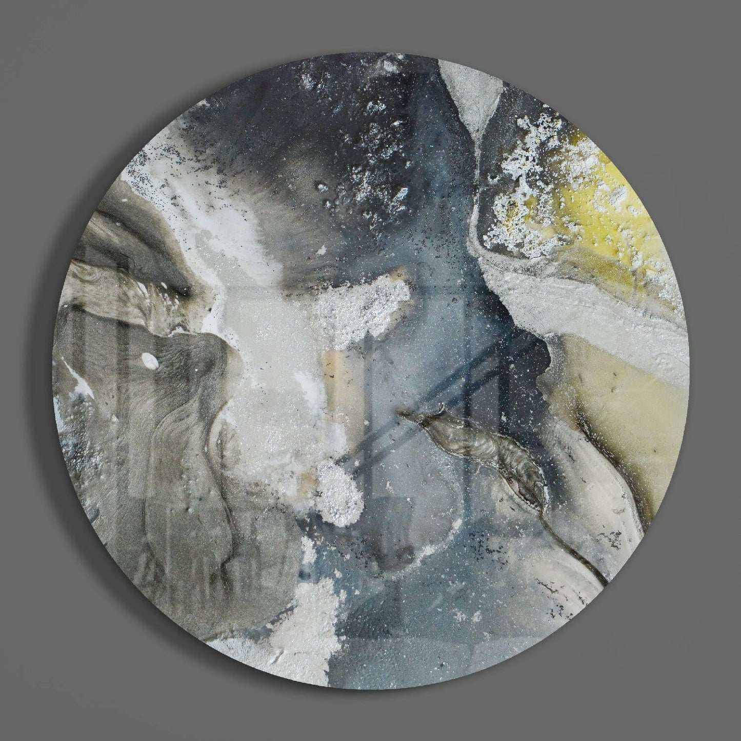 Slate Gray and Yellow Marble Glass Wall Art