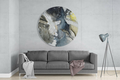 Slate Gray and Yellow Marble Glass Wall Art