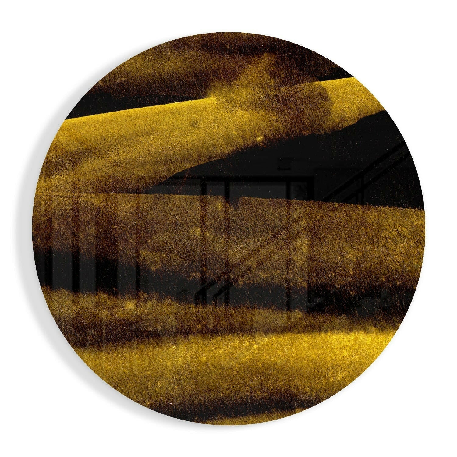 Yellow abstract glass wall art
