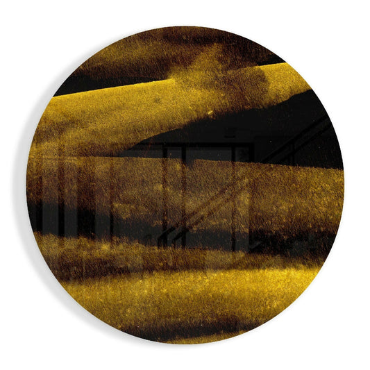 Yellow abstract glass wall art