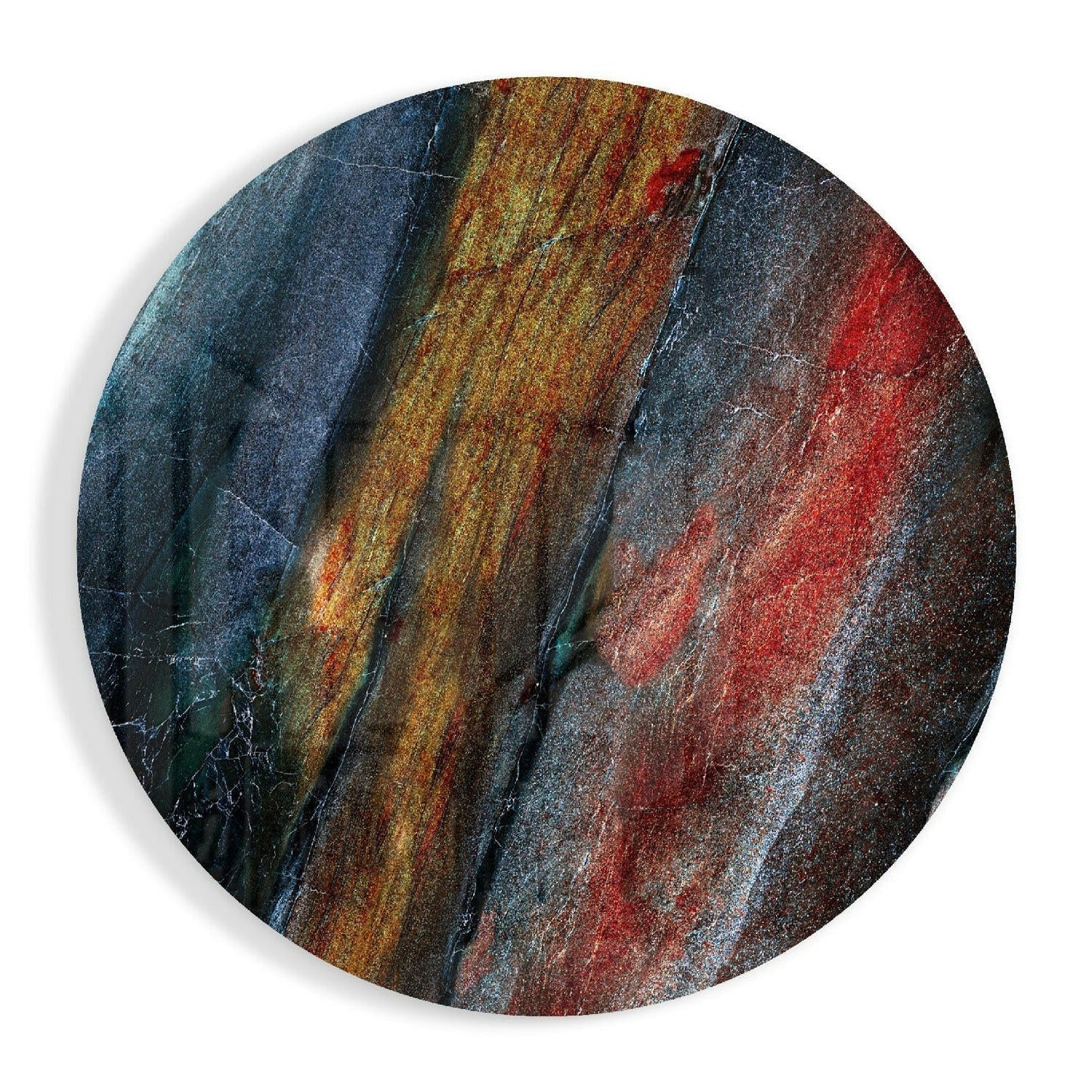 Golden Red Mineral Stone glass wall art with natural stone pattern