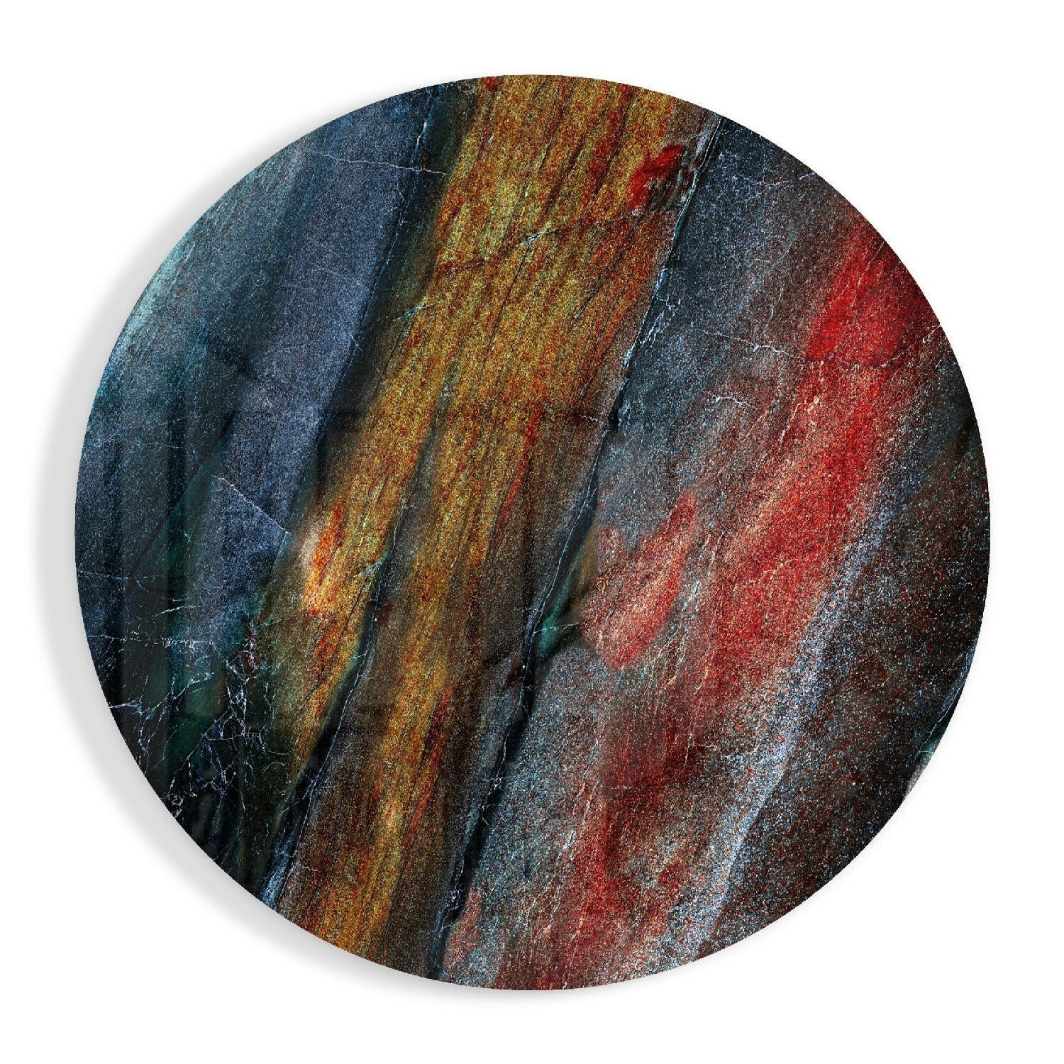 Golden Red Mineral Stone glass wall art with natural stone pattern