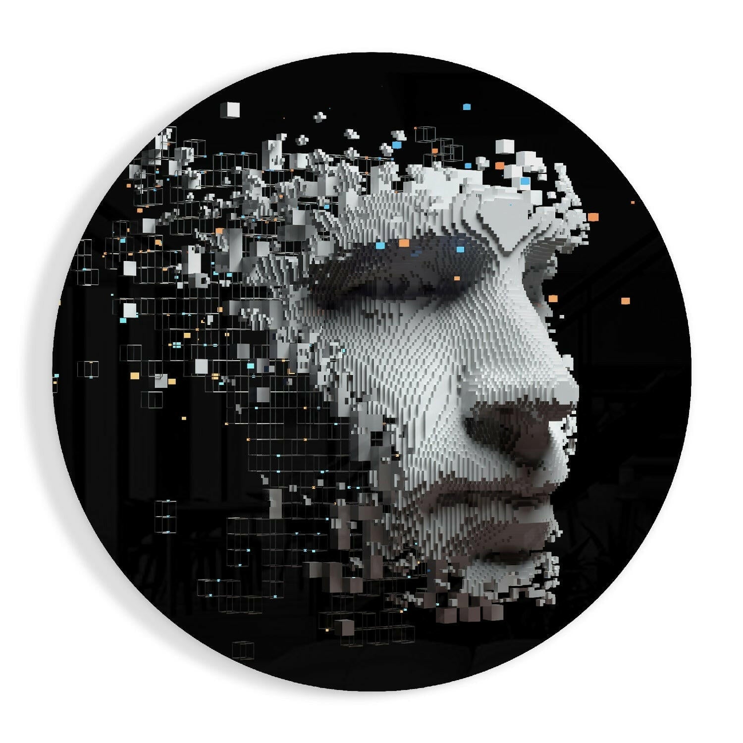 Being Human glass wall art pixelated conceptual design