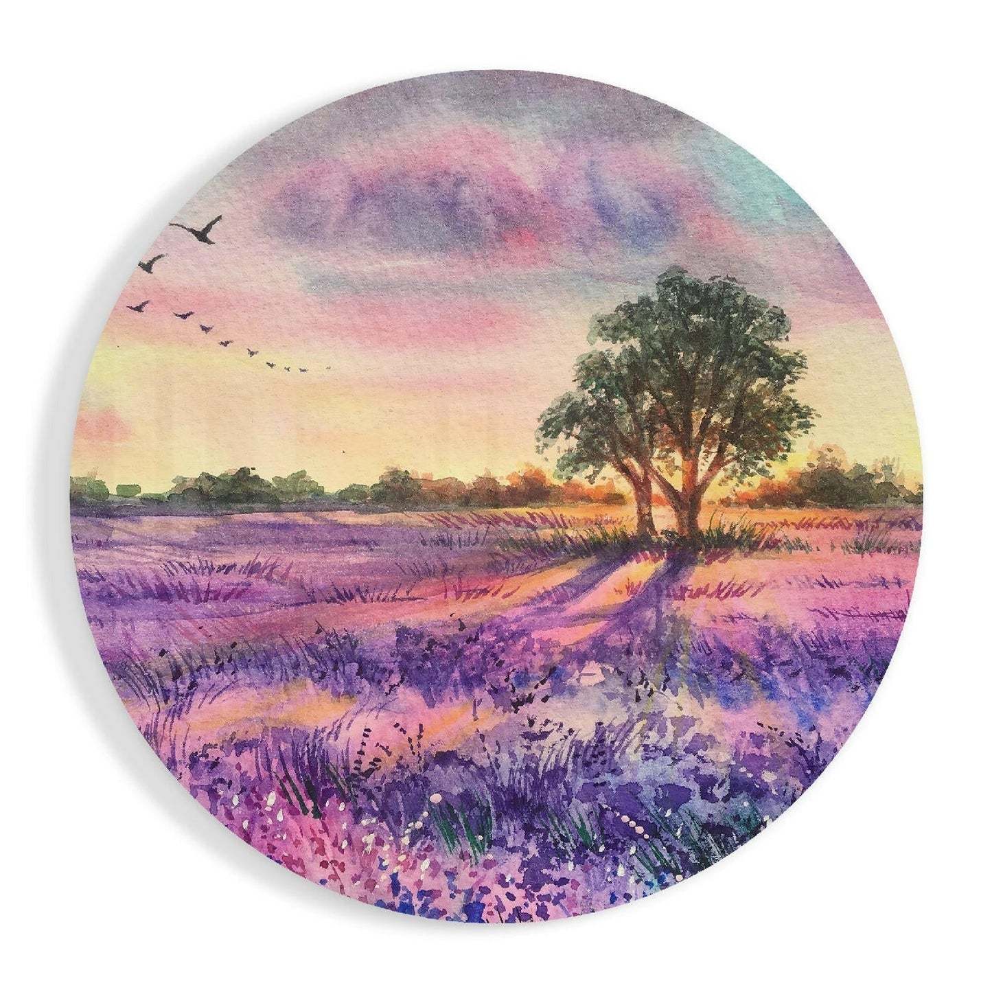 Tranquility Glass Wall Art with soft, warm atmospheric color tones