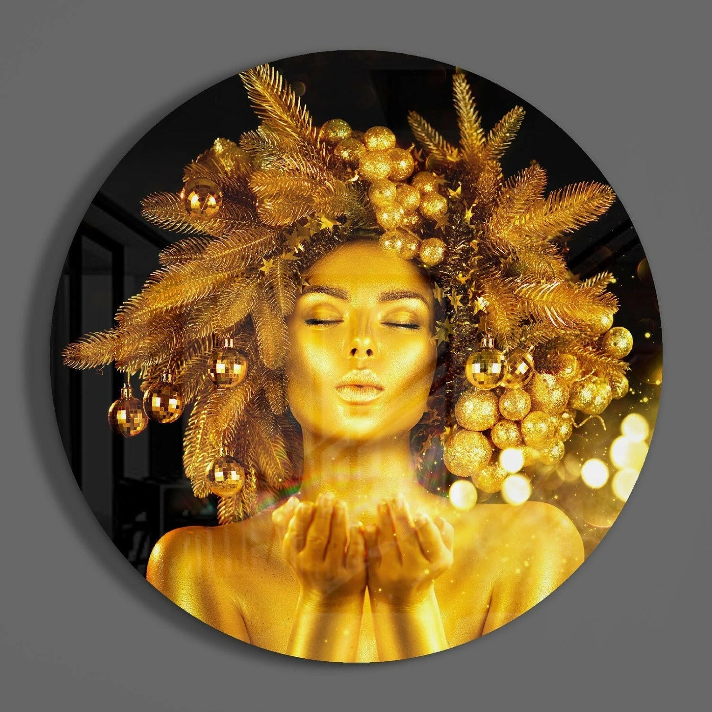 Gold Crown Woman Glass Wall Art