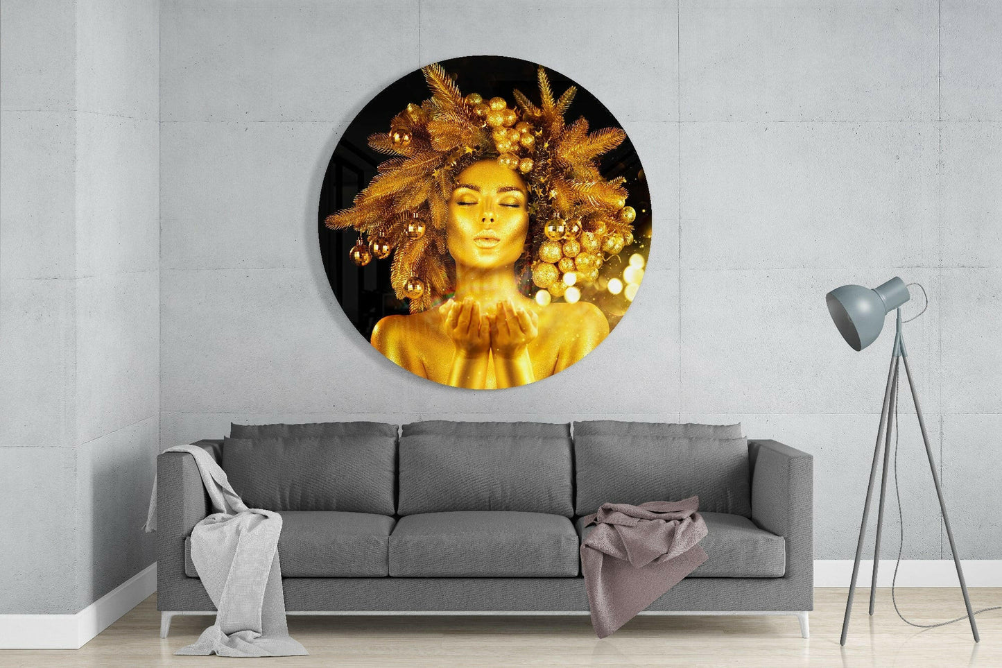 Gold Crown Woman Glass Wall Art