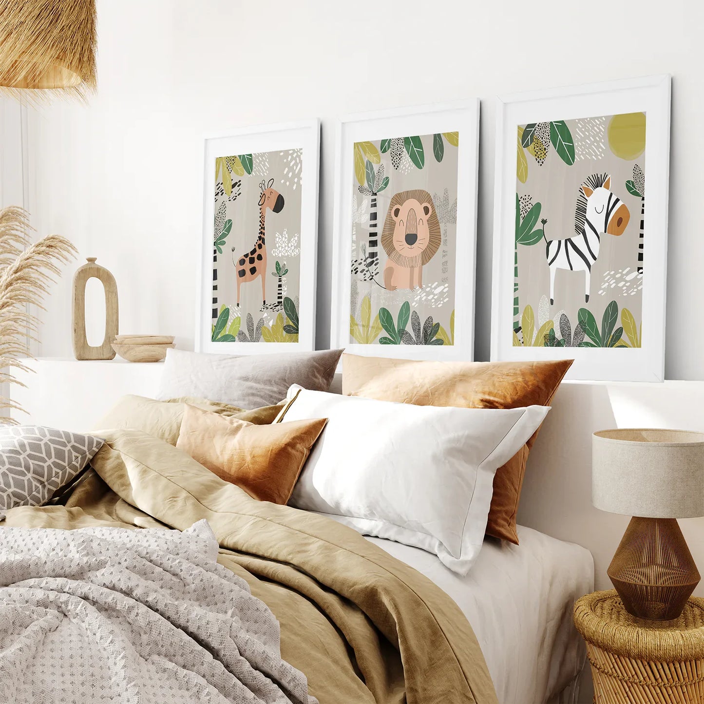 Safari Baby Animal Nursery Wall Art Set of 3