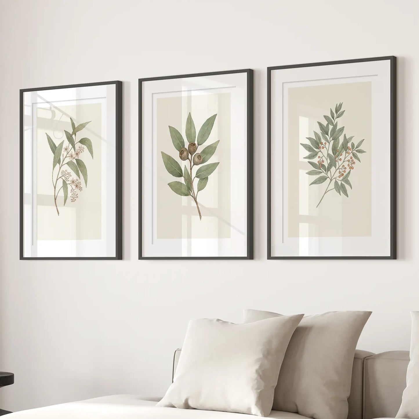 Vintage Neutral Botanical Gallery Wall Art Set of 3