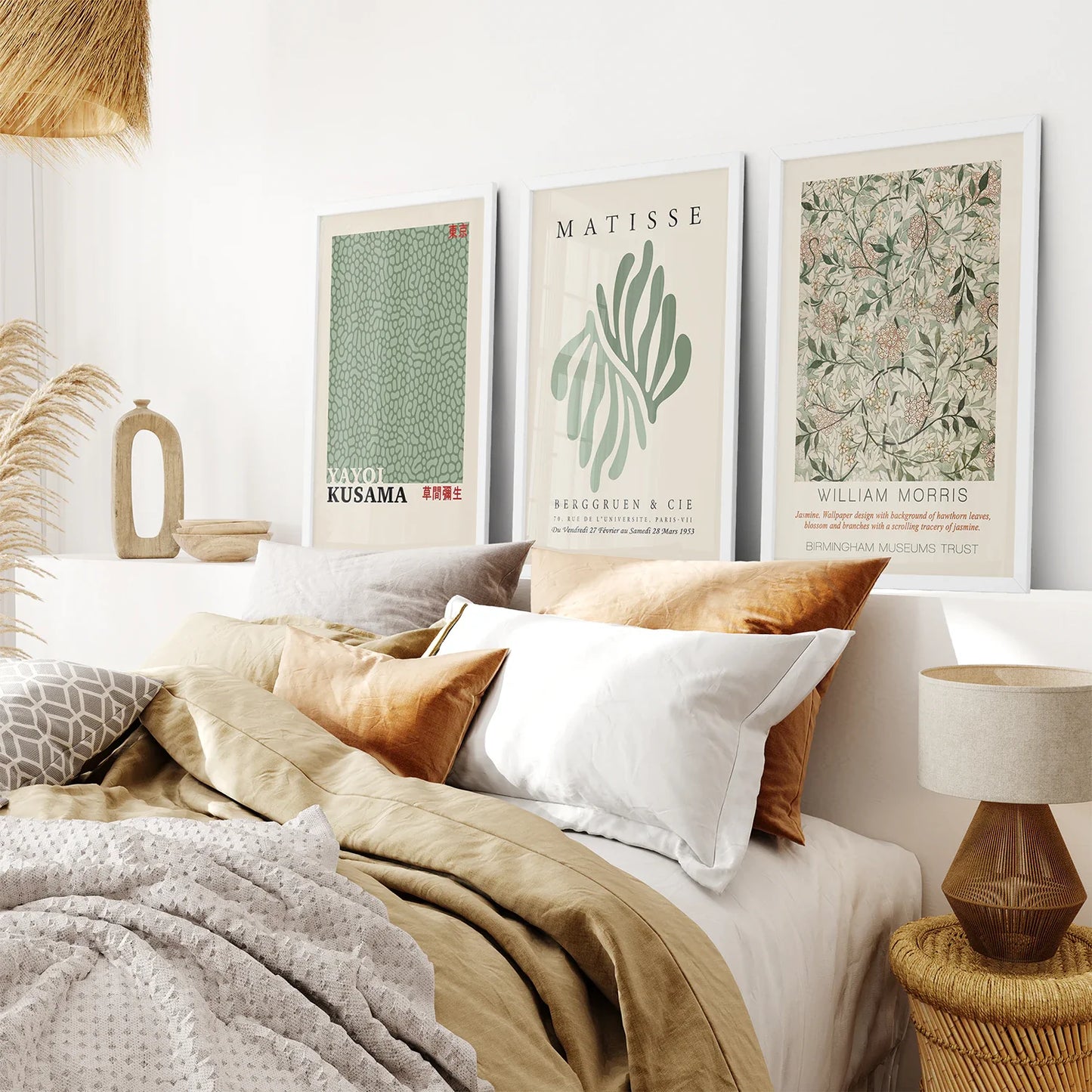 Sage Green Abstract Wall Art Set of 3, Modern Gallery
