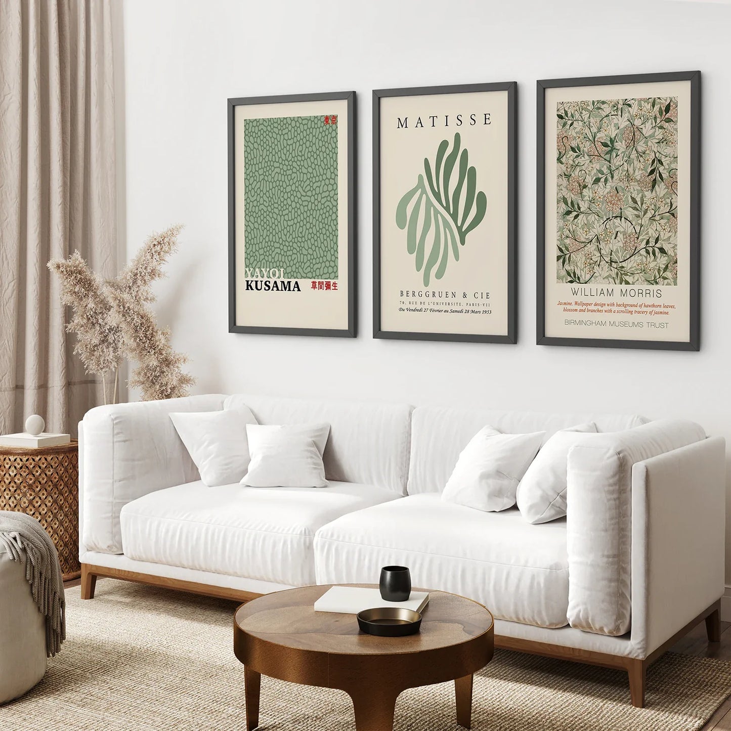 Sage Green Abstract Wall Art Set of 3, Modern Gallery