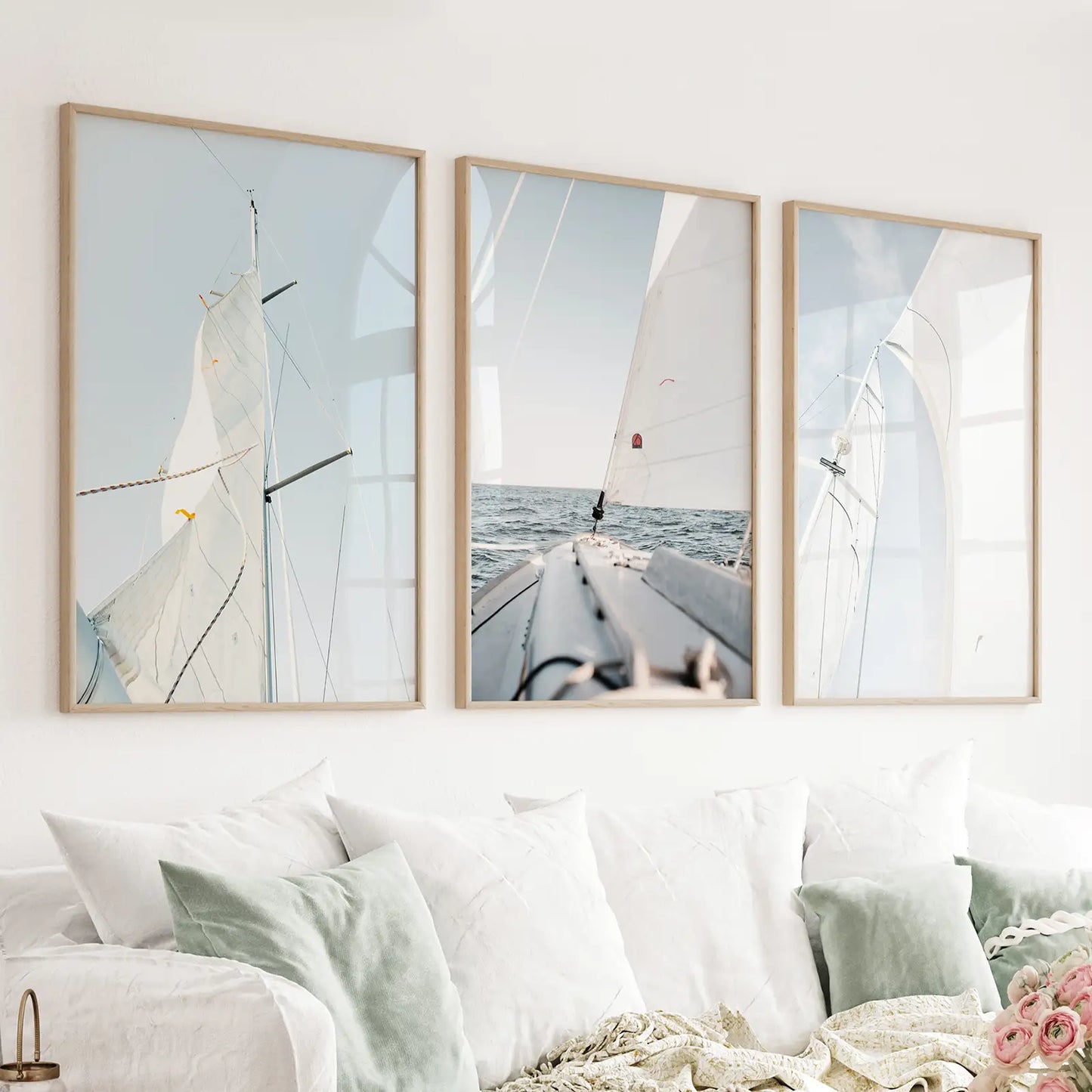 Nautical Sailing Wall Art Set of 3 Yacht Prints