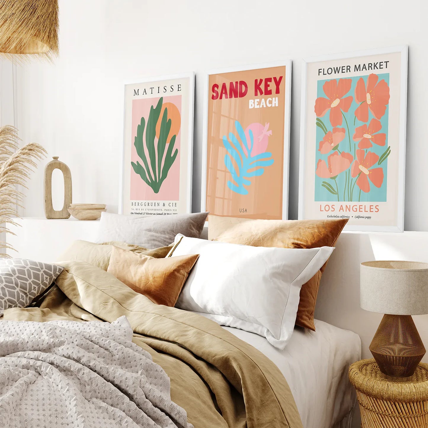 Colorful Abstract Wall Art Set of 3 Matisse-Inspired Prints