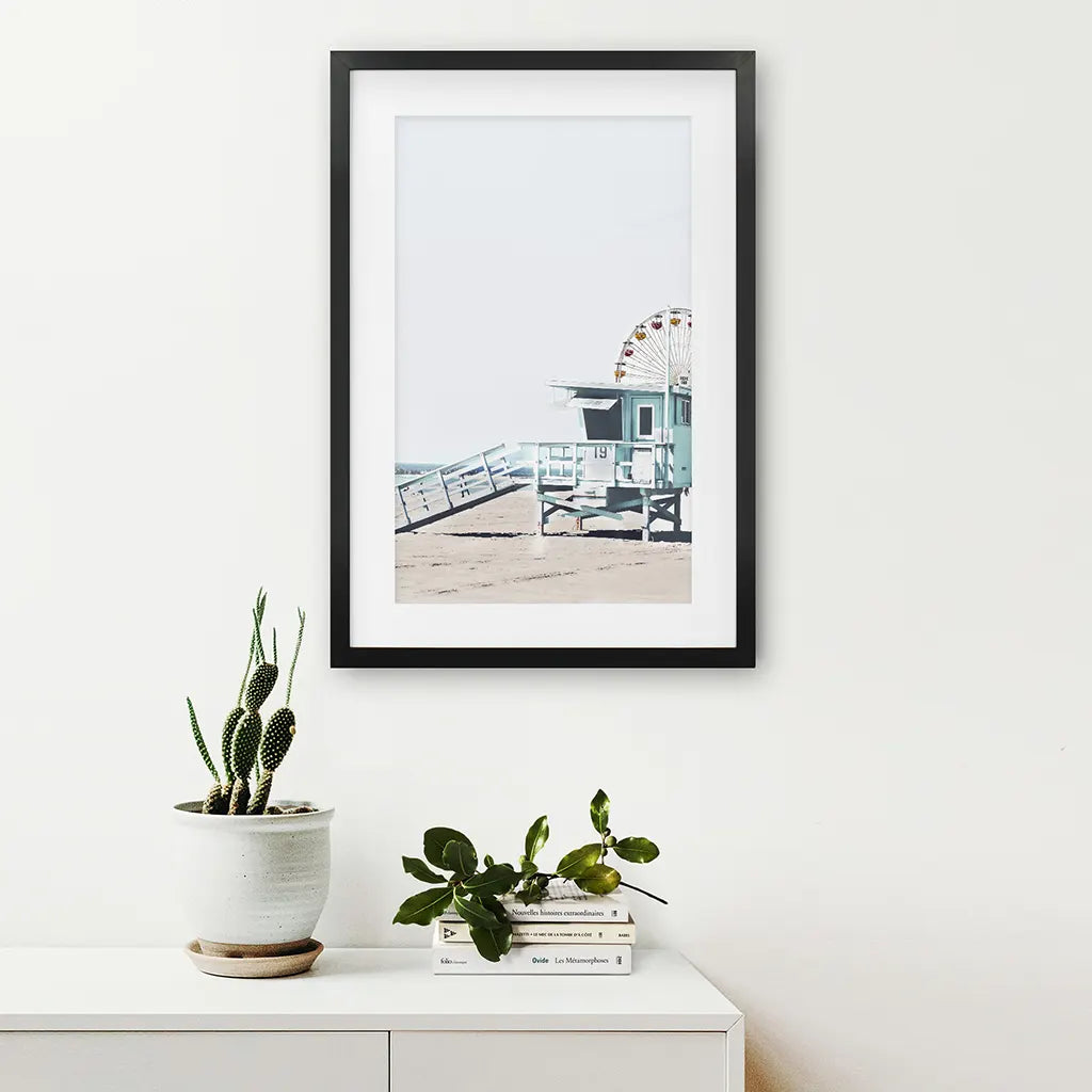 Santa Monica Beach Wall Art Print, Pier Ferris Wheel