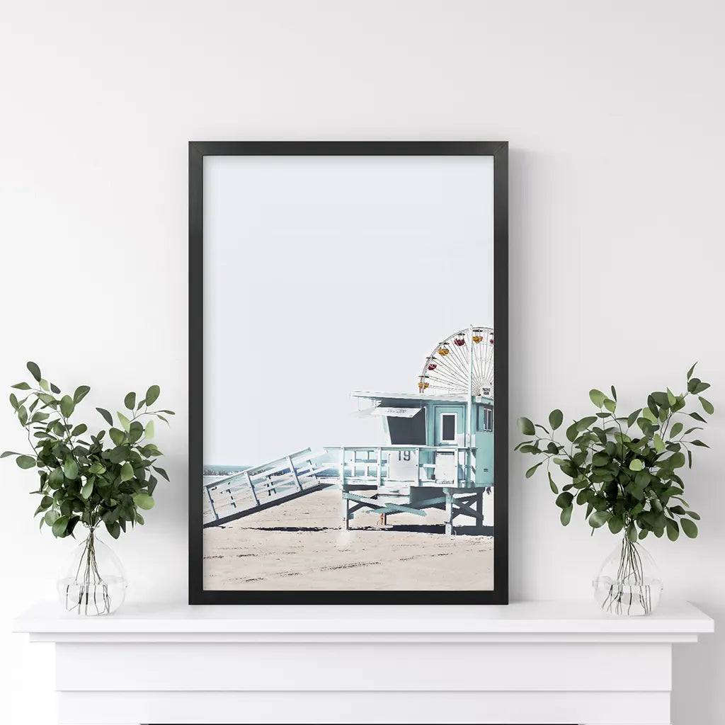 Santa Monica Beach Wall Art Print, Pier Ferris Wheel