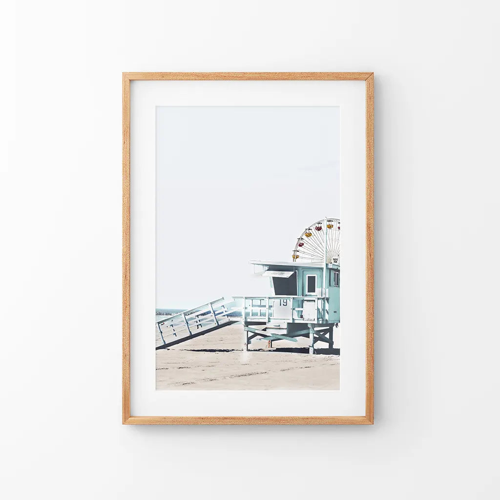 Santa Monica Beach Wall Art Print, Pier Ferris Wheel