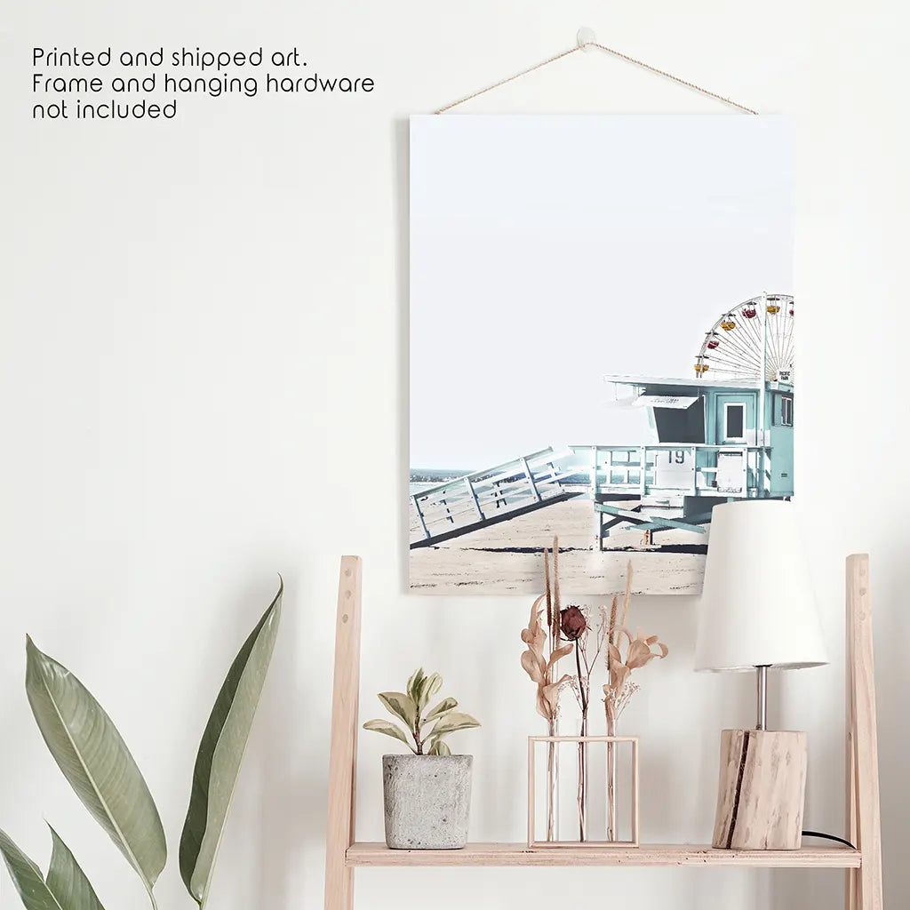 Santa Monica Beach Wall Art Print, Pier Ferris Wheel