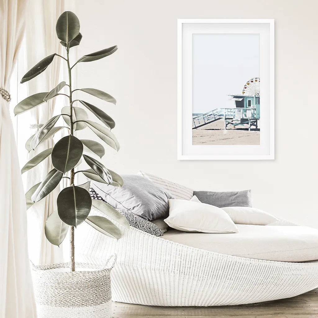 Santa Monica Beach Wall Art Print, Pier Ferris Wheel