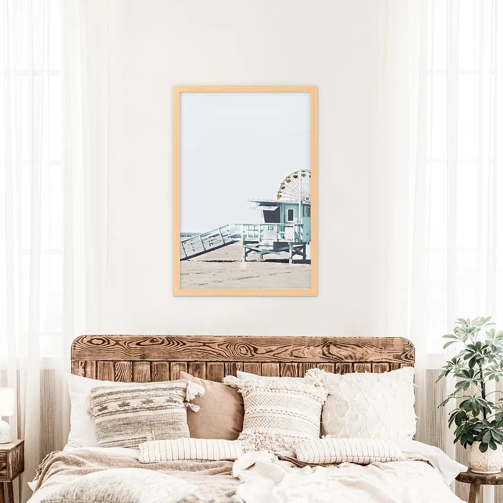 Santa Monica Beach Wall Art Print, Pier Ferris Wheel