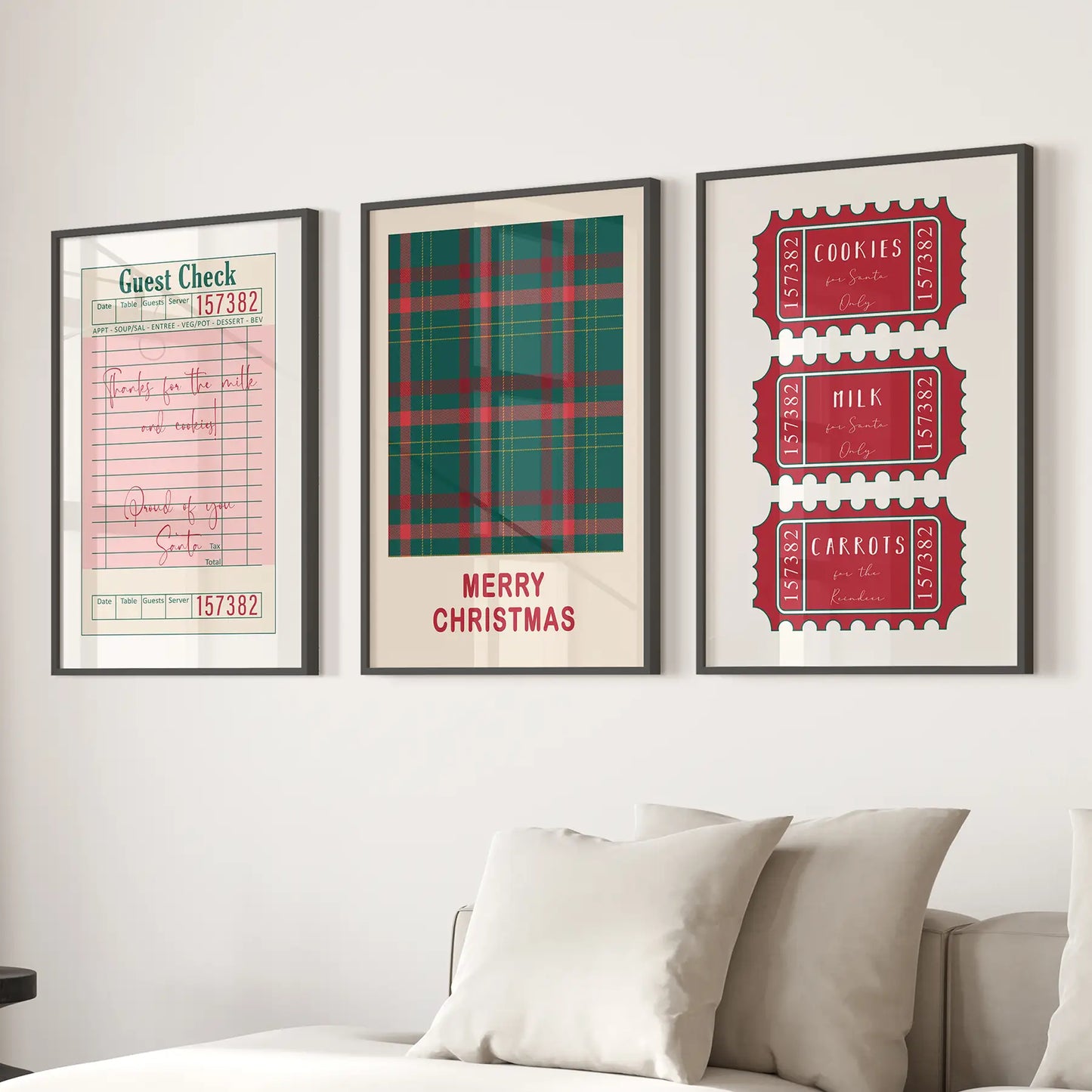 Christmas Guest Check Santa Tickets Wall Art Set