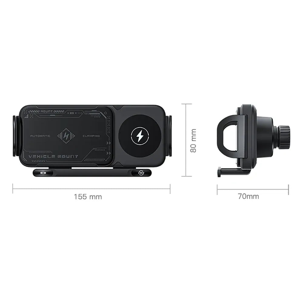 2-in-1 Auto Rotating Phone Holder & 15W Wireless Car Charger – See, Tap, Charge, Go