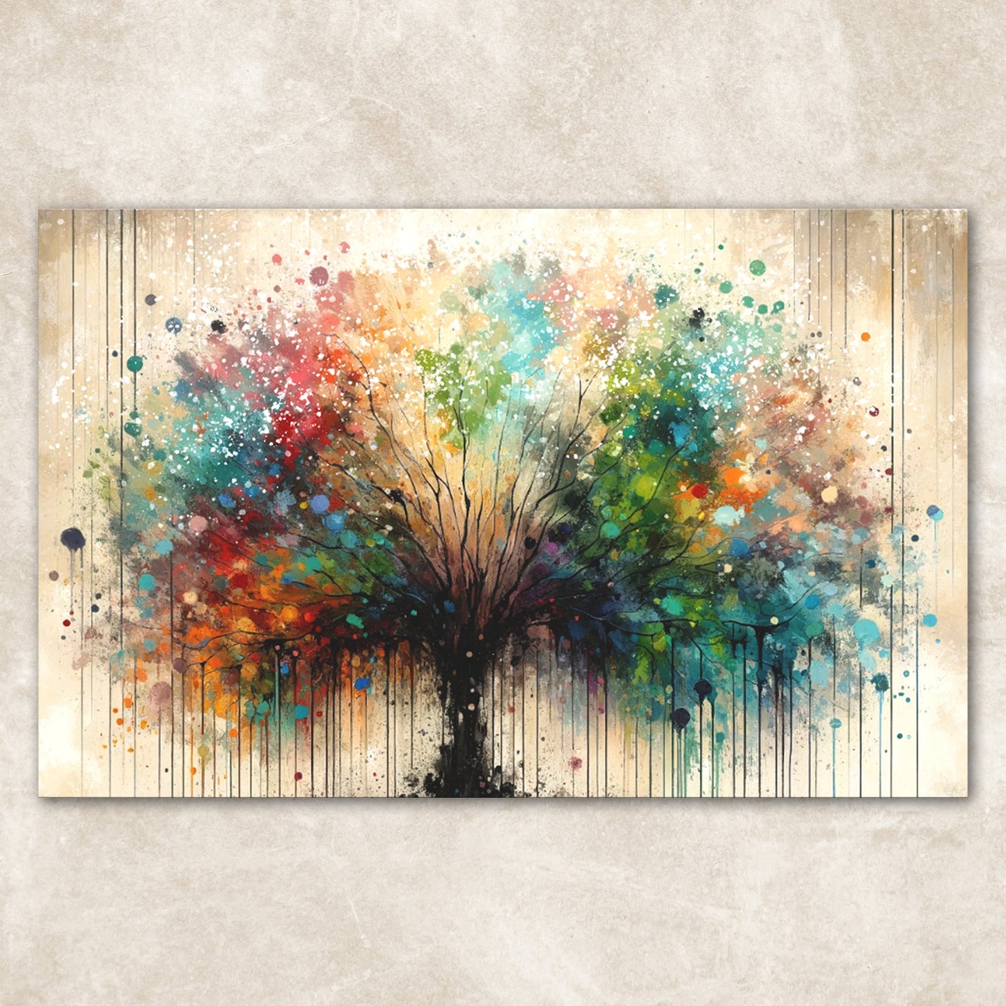 Season Spectrum Colorful Tree Canvas Wall Art
