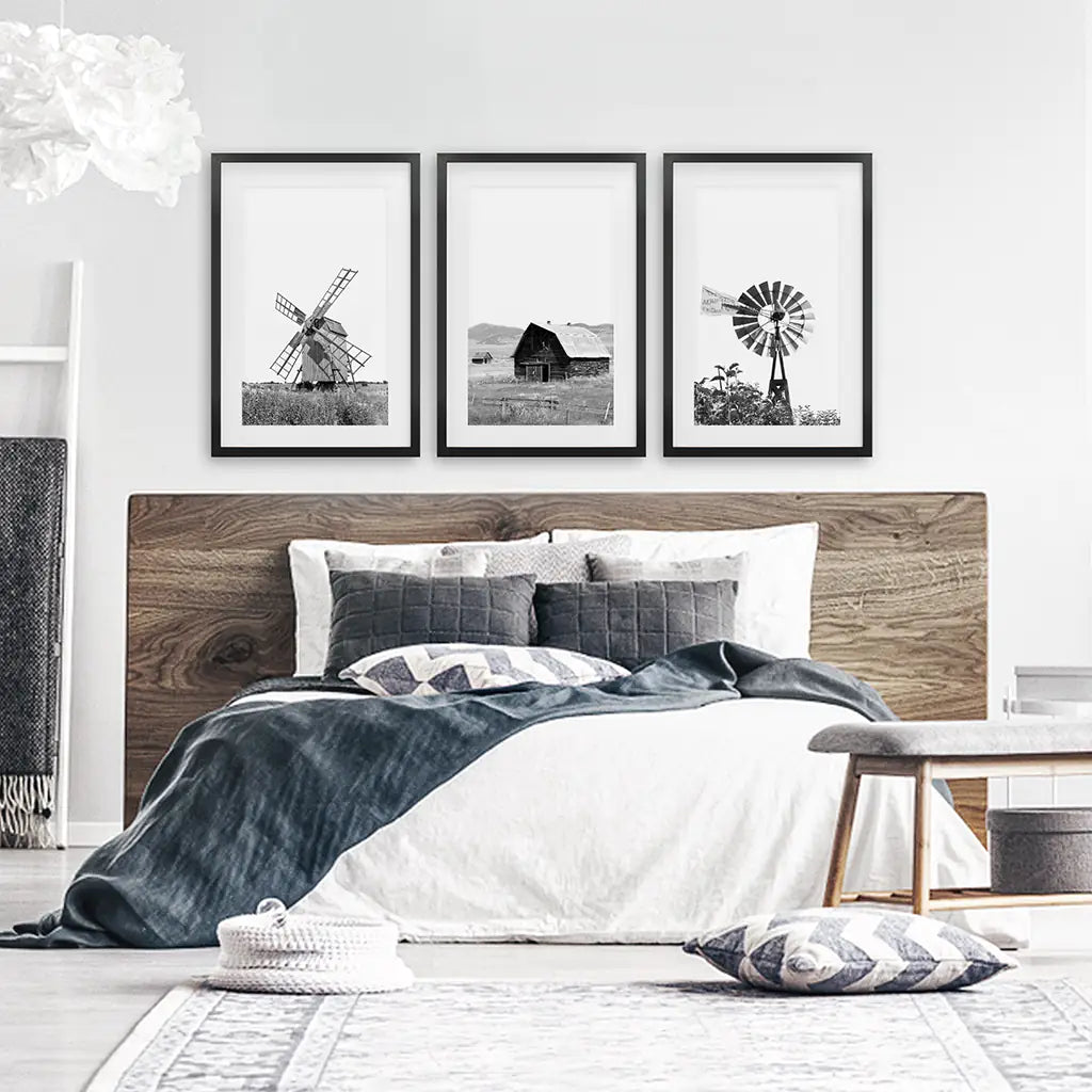 Black and White Farmhouse Wall Art Set of 3