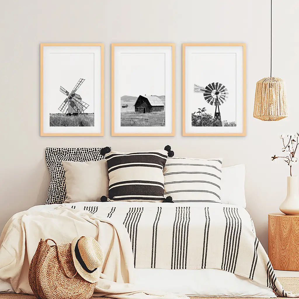 Black and White Farmhouse Wall Art Set of 3